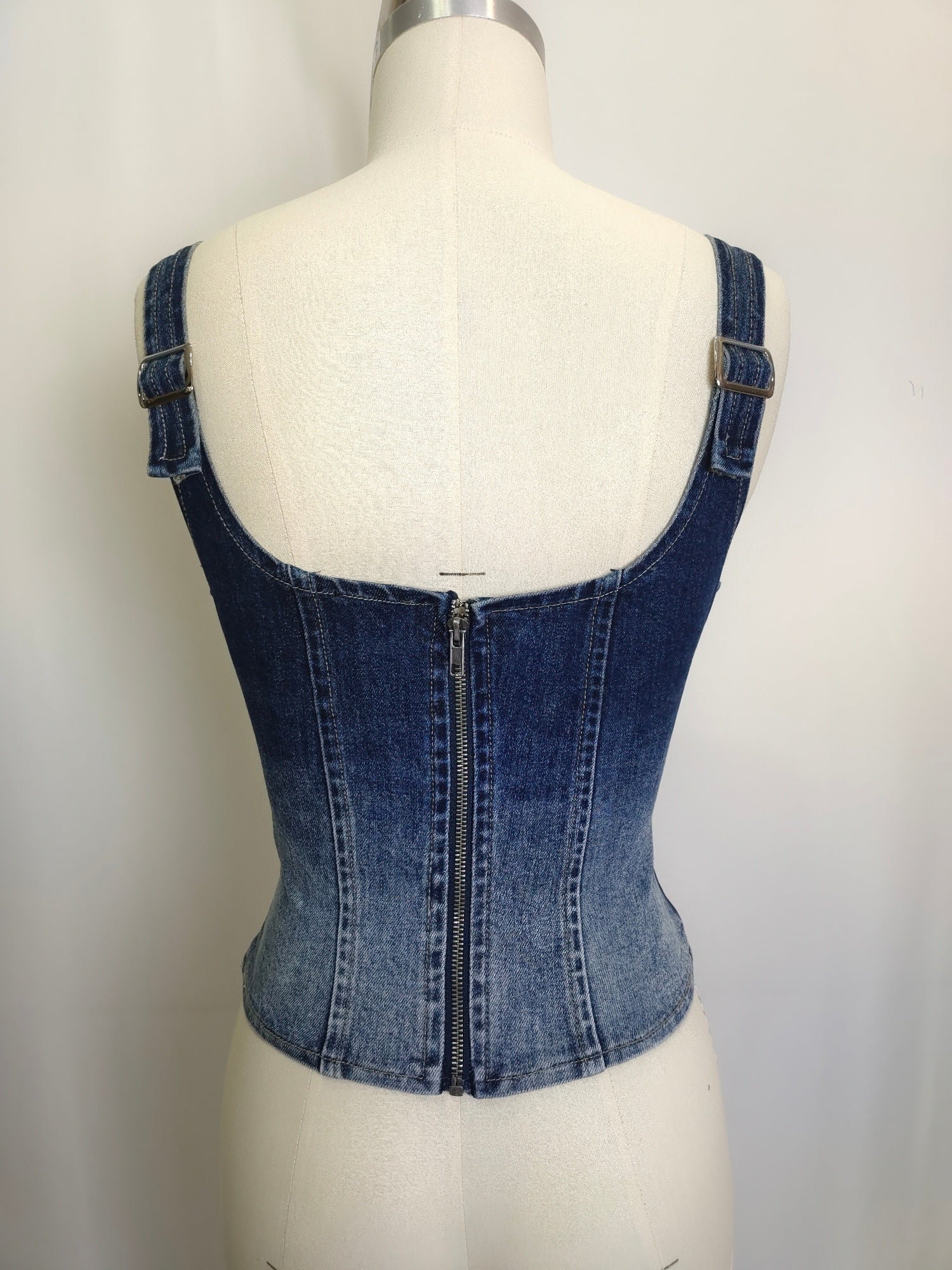 Rebel Stitch Lace-up Denim Corset Top