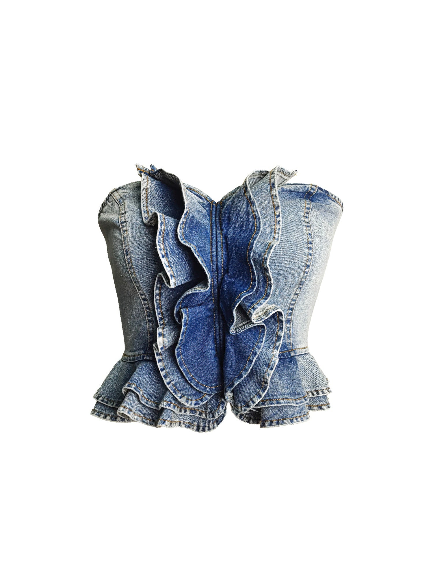 Rogue Cascade Denim Corset Top