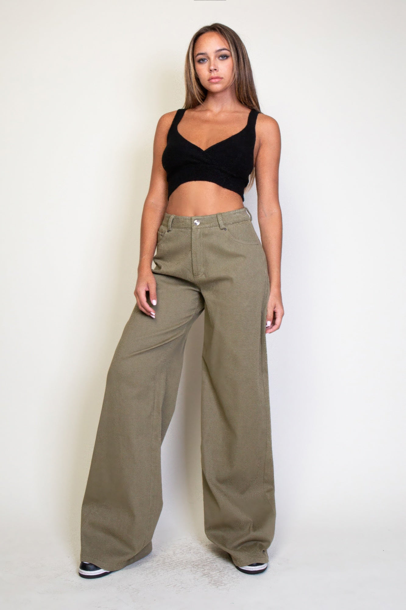 Star Embroidery Wide Leg Pants