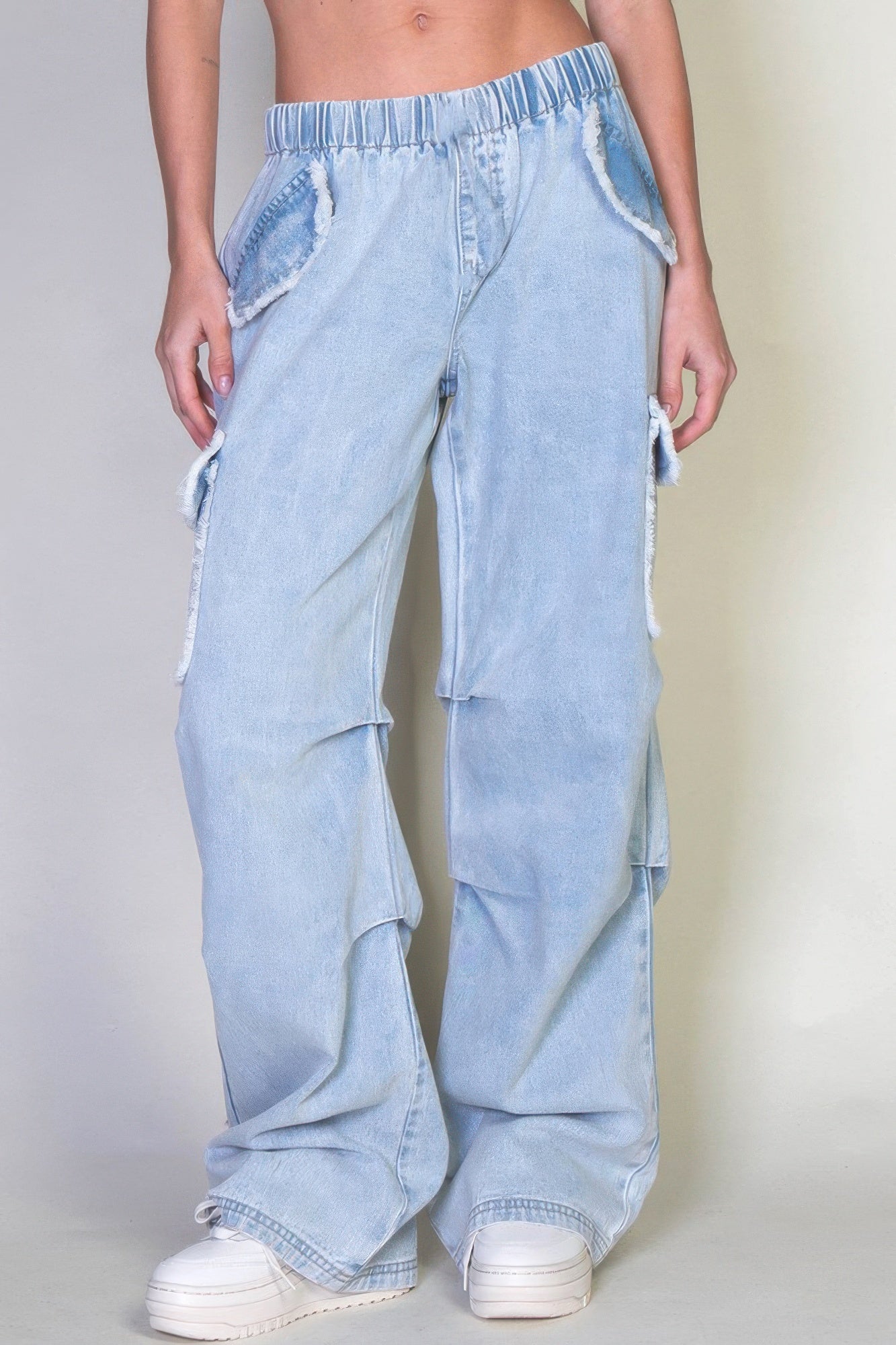 Denim Cargo Pants With Pockets