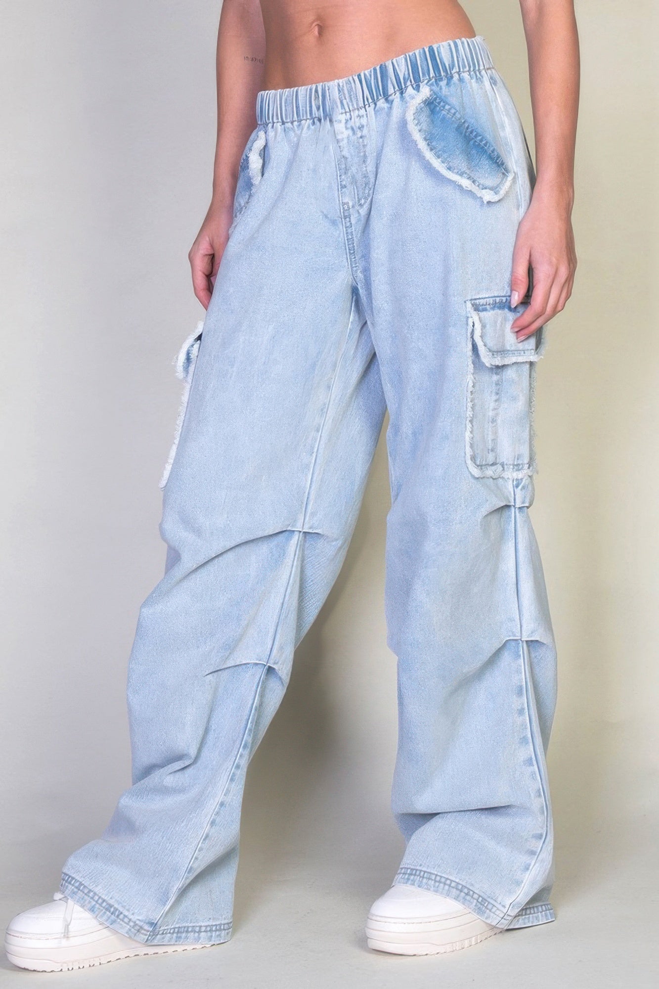 Denim Cargo Pants With Pockets