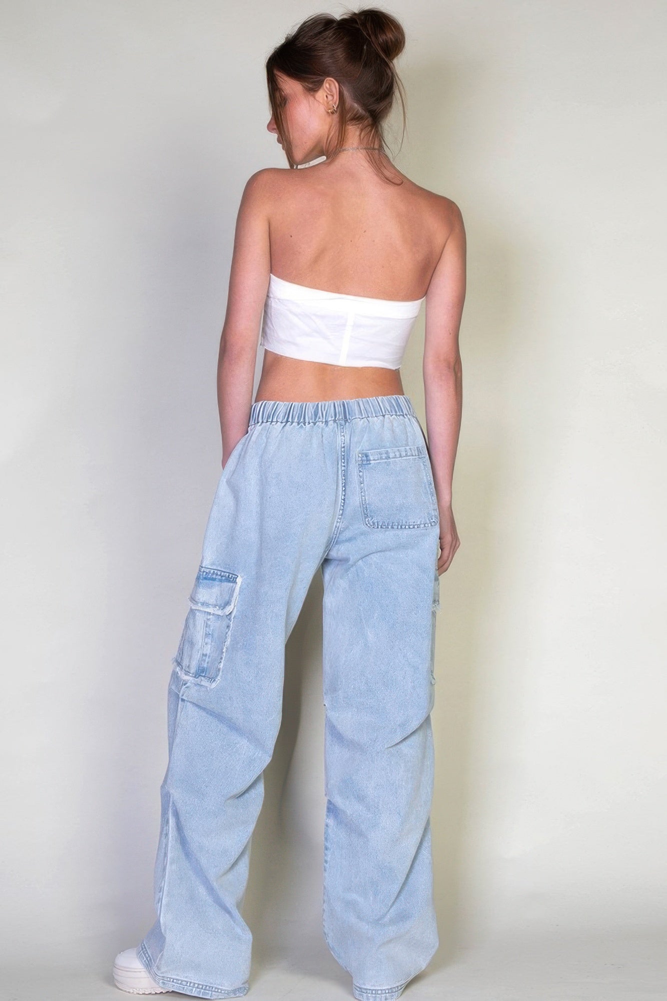 Denim Cargo Pants With Pockets