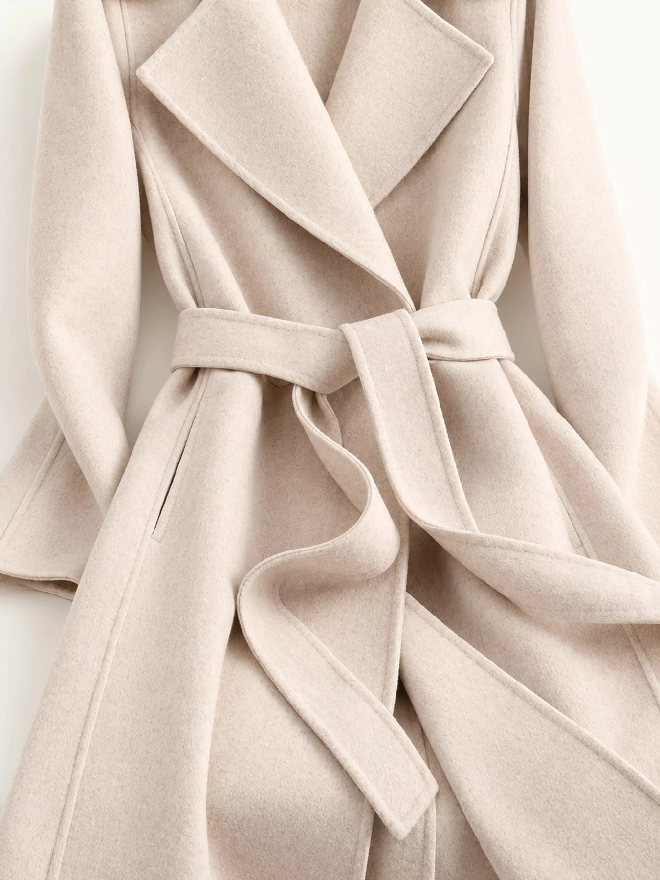Longline Wool Coat with Waist-Defining Belt