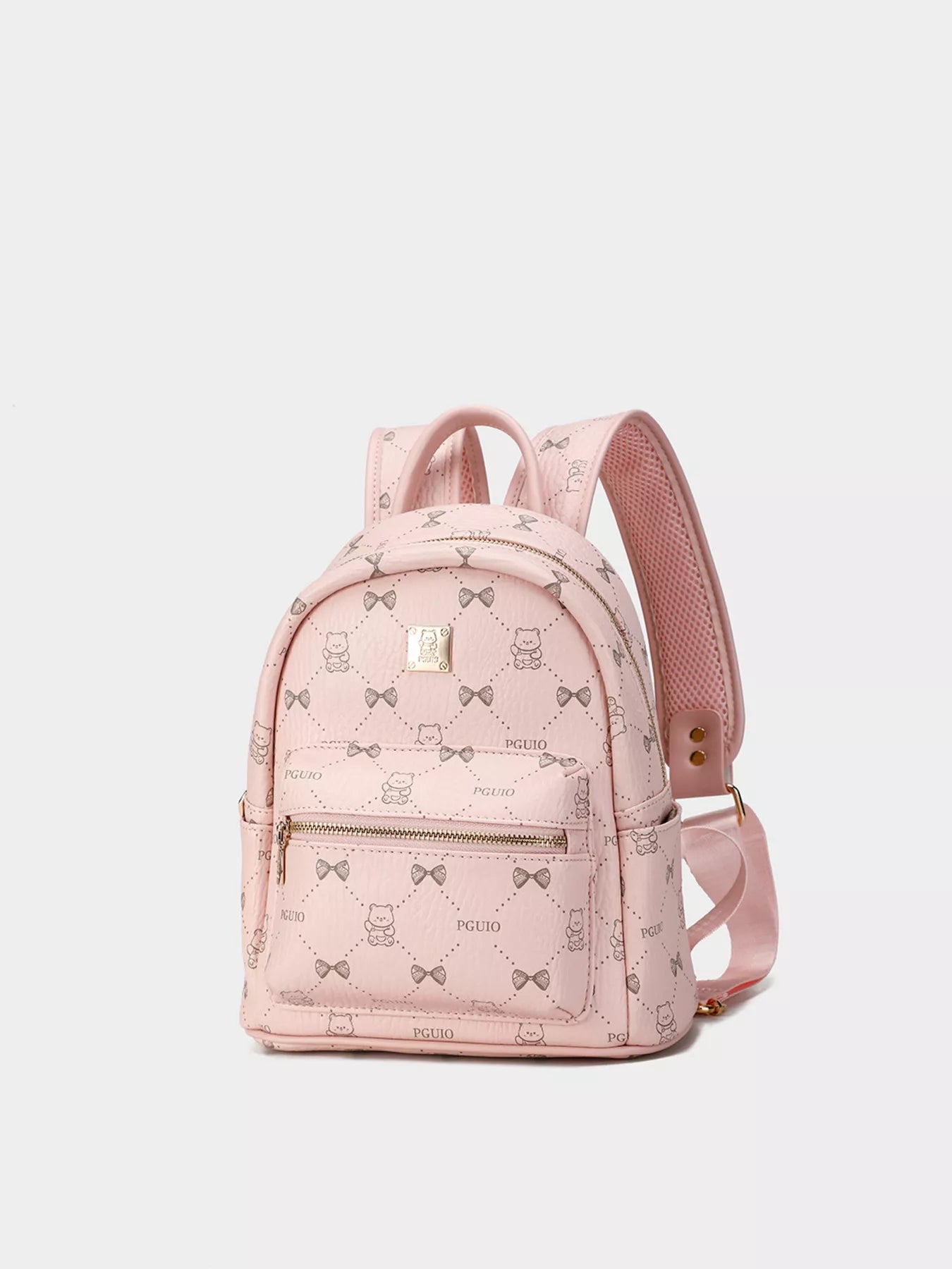Bear Print PU Leather Backpack Bag