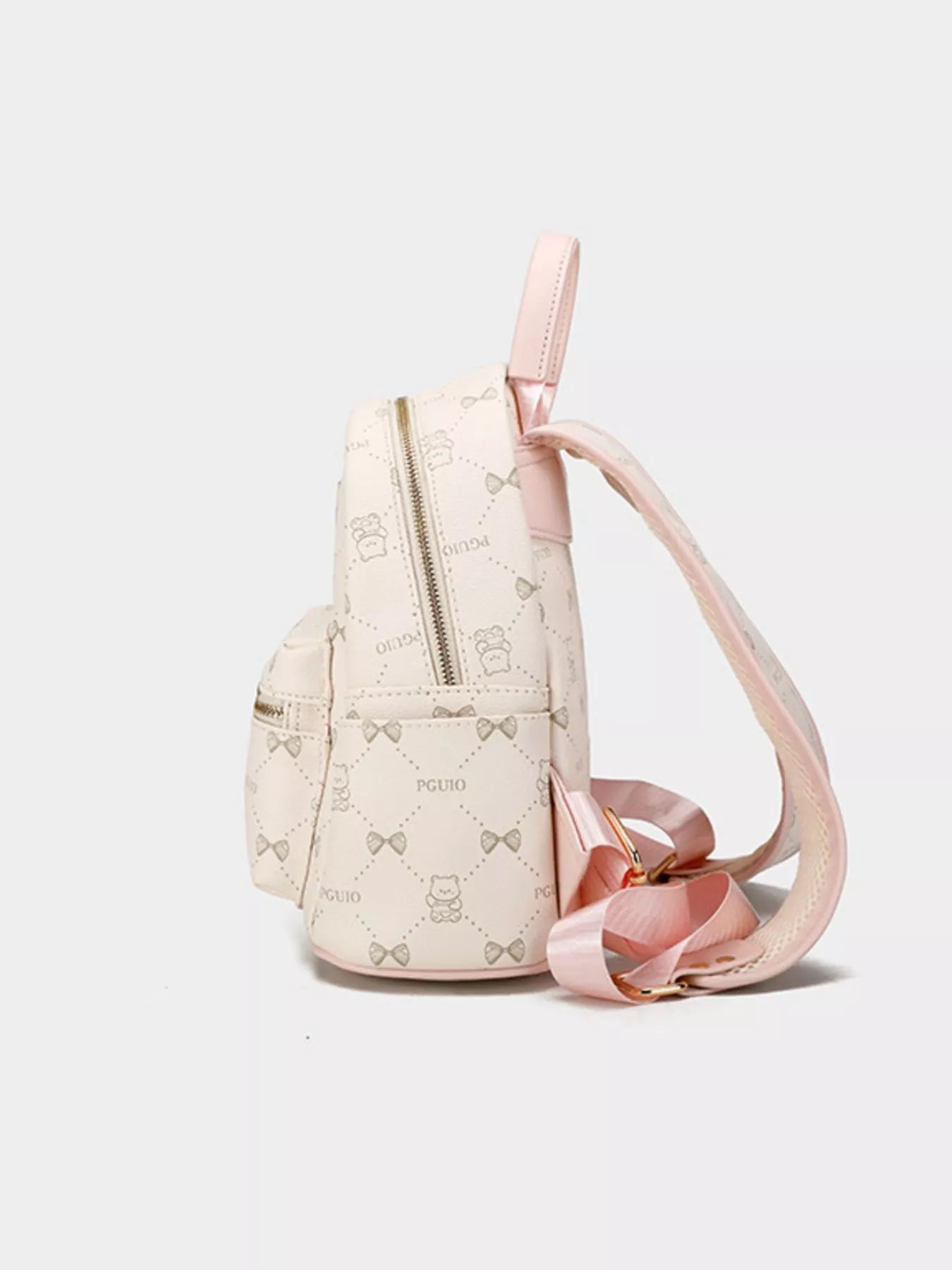 Bear Print PU Leather Backpack Bag