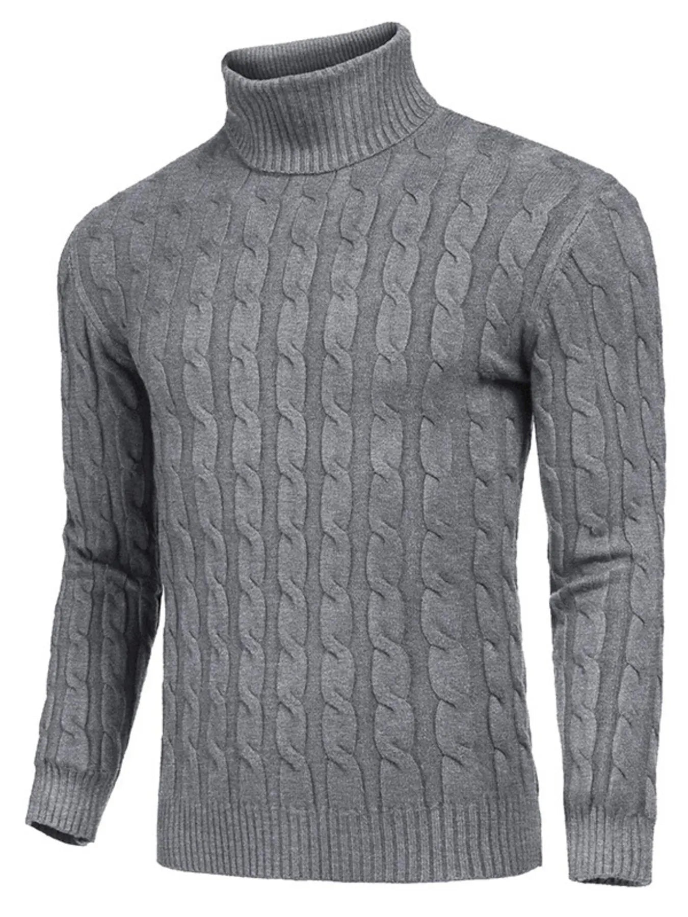 Men's Cable Knit Turtleneck Sweater
