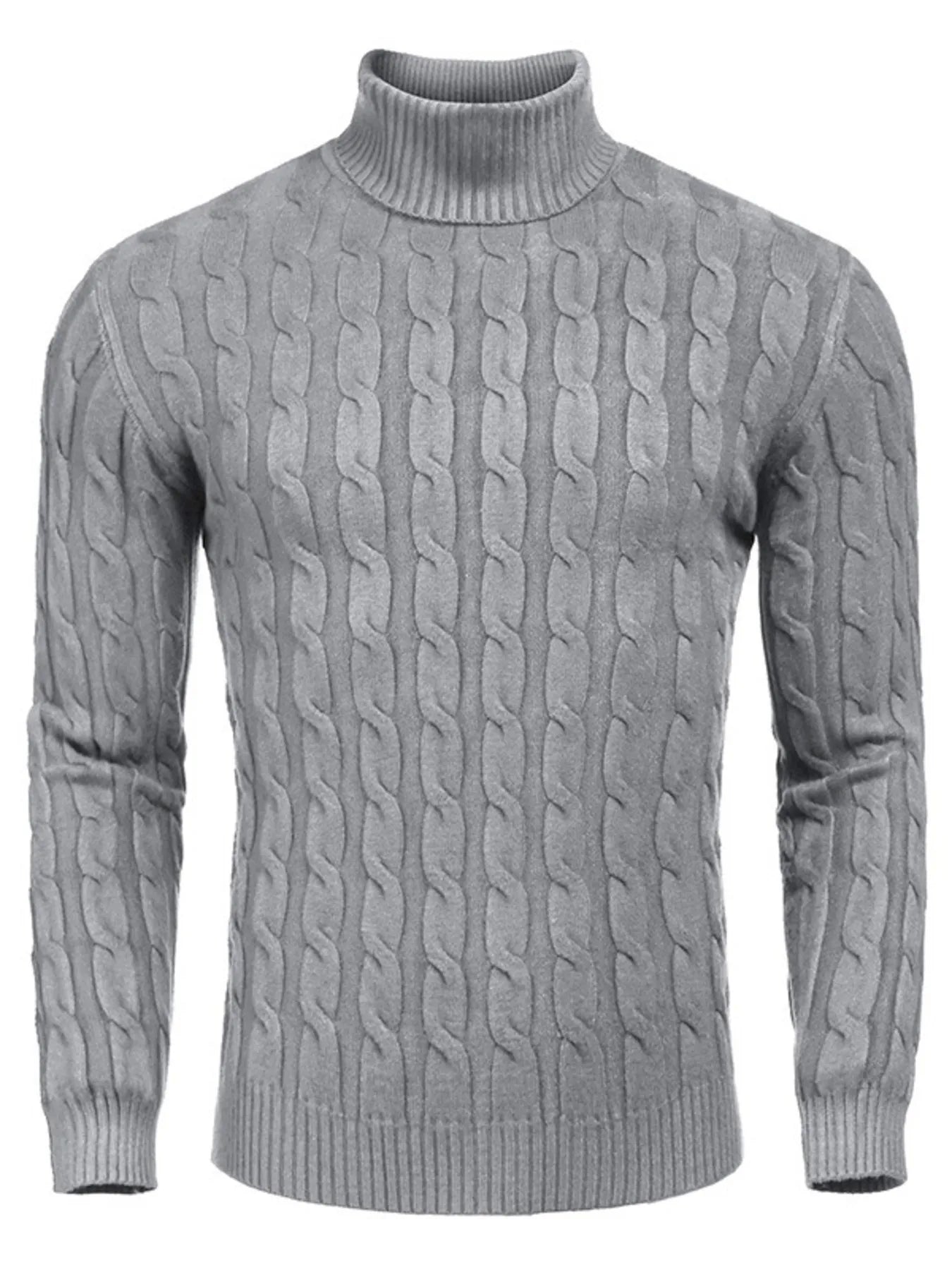 Men's Cable Knit Turtleneck Sweater