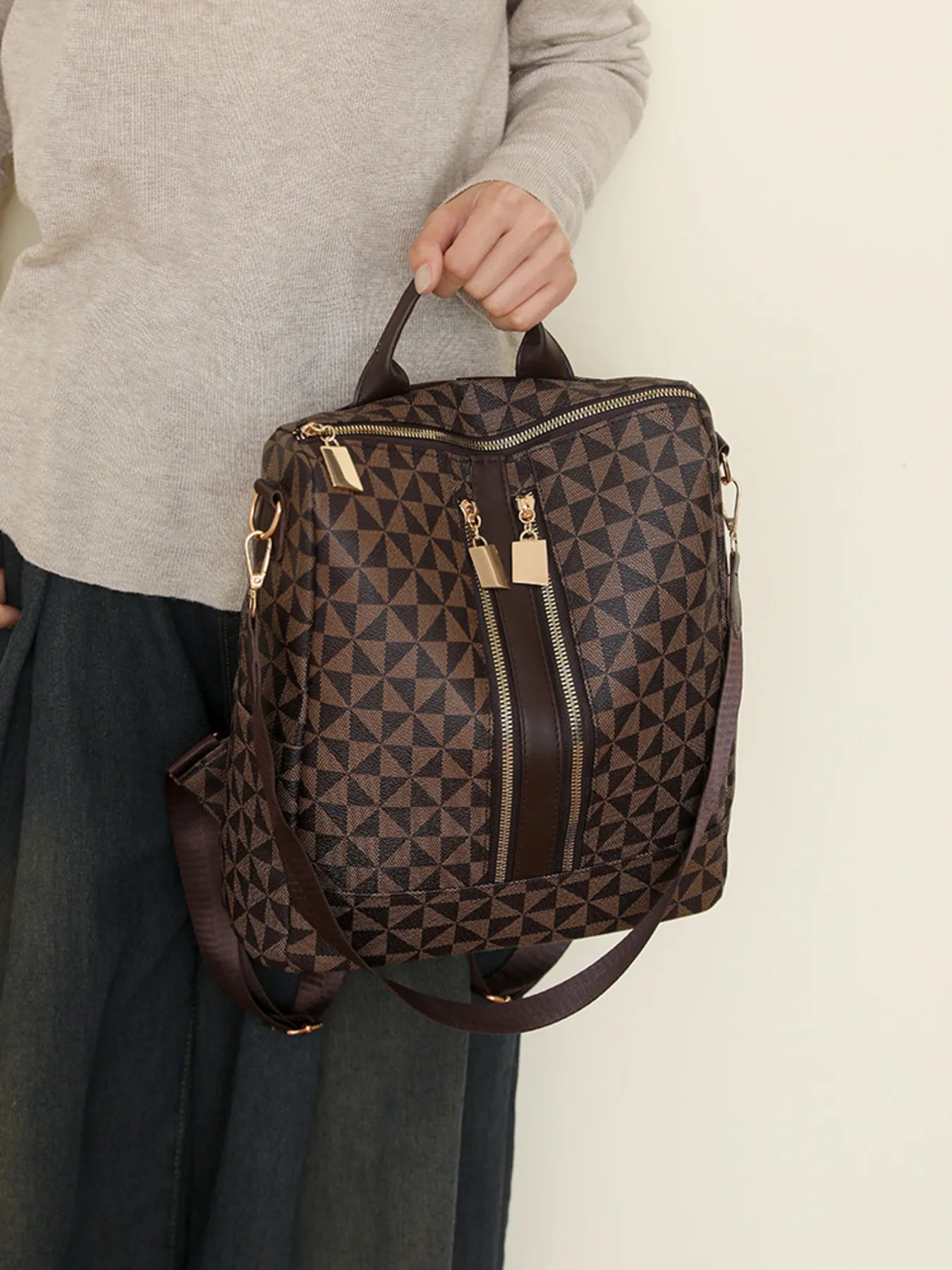 Geometric Pattern Backpack Bag