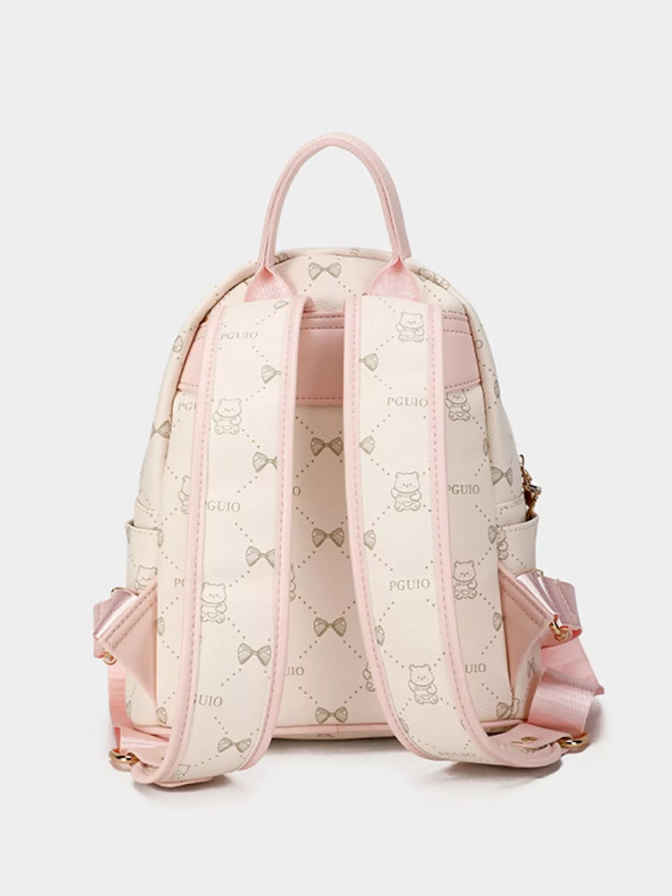 Bear Print PU Leather Backpack Bag