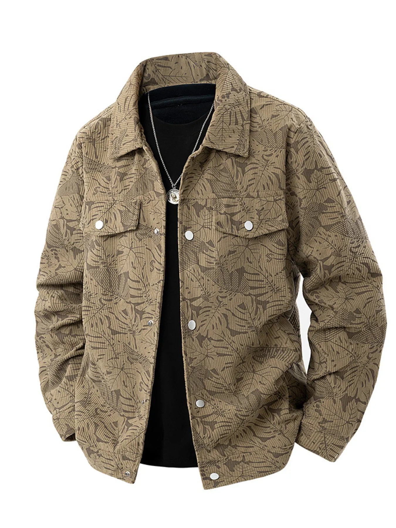 Men's Plus Size Corduroy Snap Down Casual Jacket