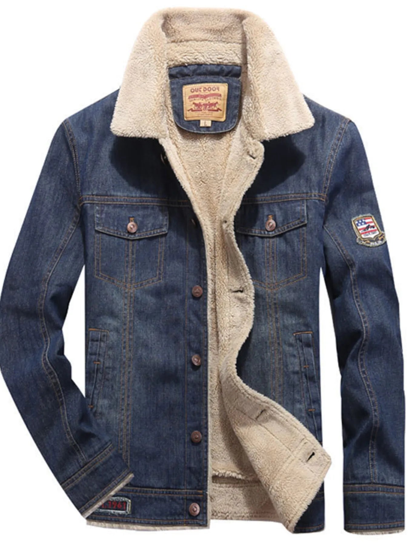 Men's Full Size Sherpa Lined Denim Jacket Plus Size