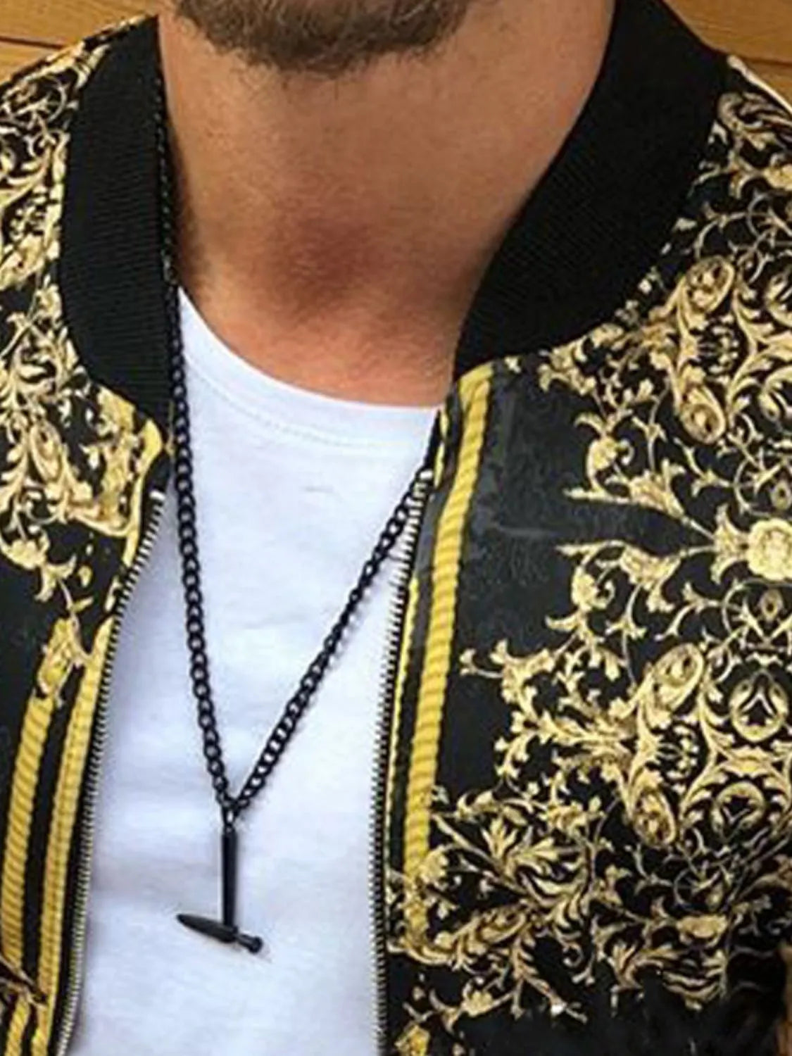 Men's Full Size Printed Zip Up Long Sleeve Top Plus Size