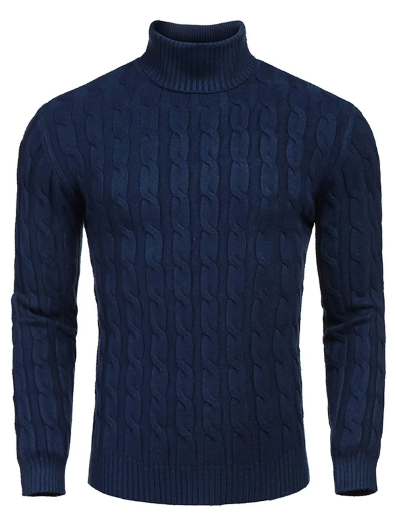 Men's Cable Knit Turtleneck Sweater
