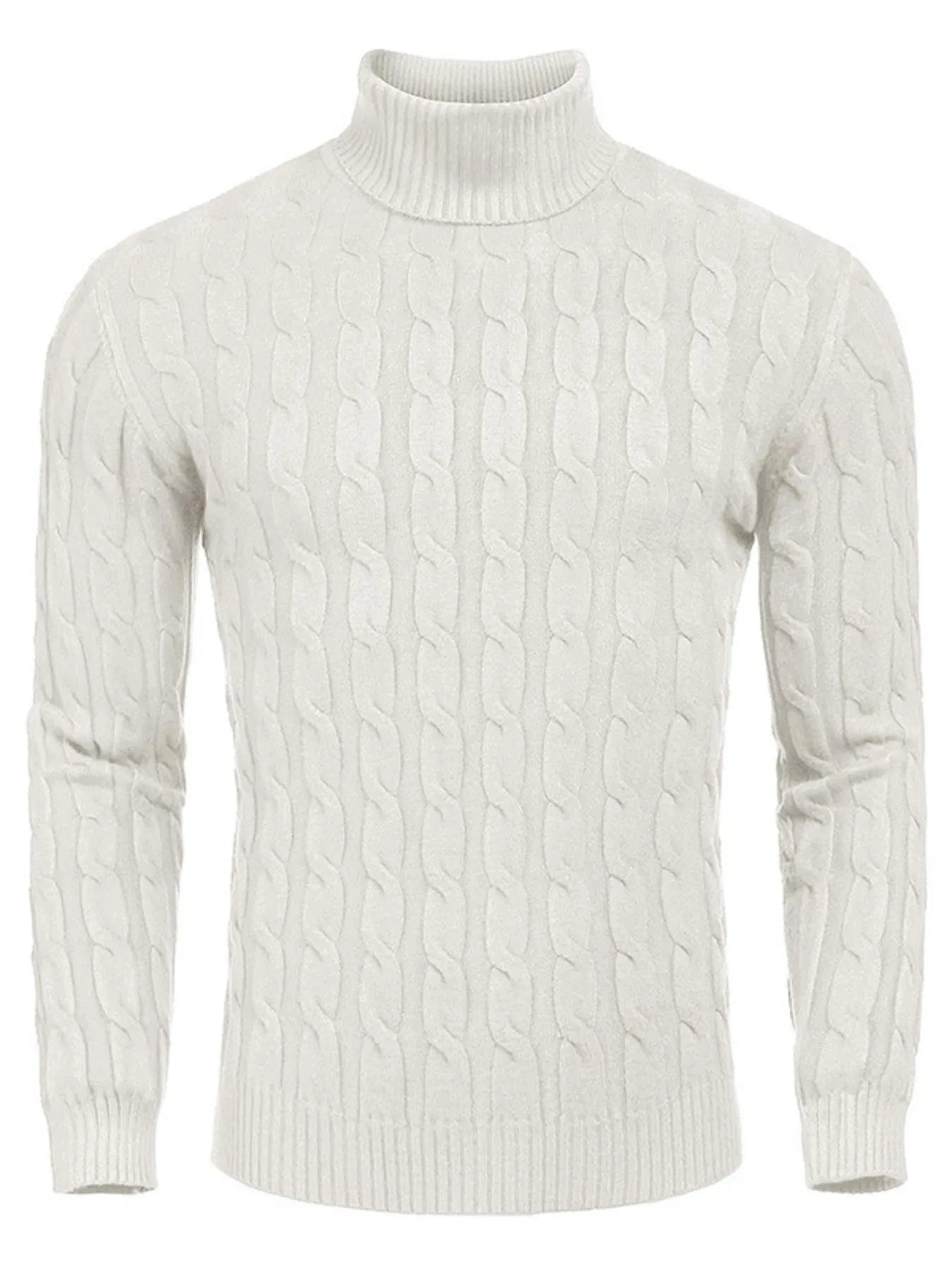 Men's Cable Knit Turtleneck Sweater