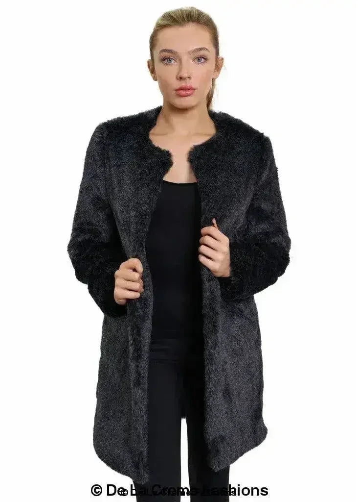 De La Creme Womens Faux Fur Classic Coat