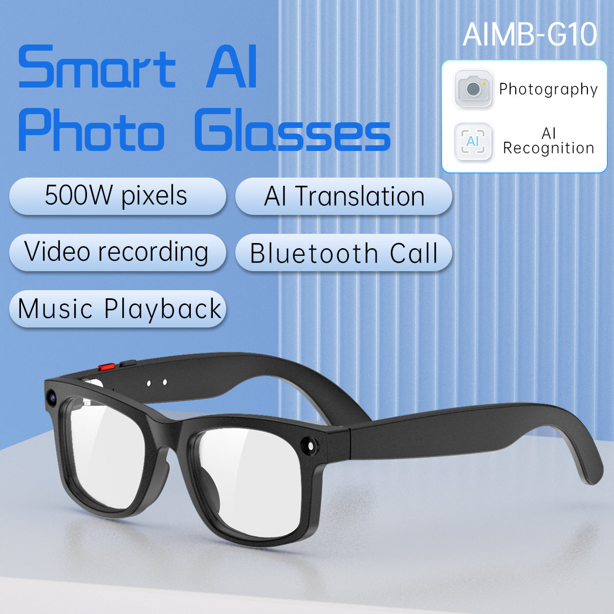 2MP AI Smart Camera  Glasses Bluetooth Sunglasses For Music Calling Translation S2