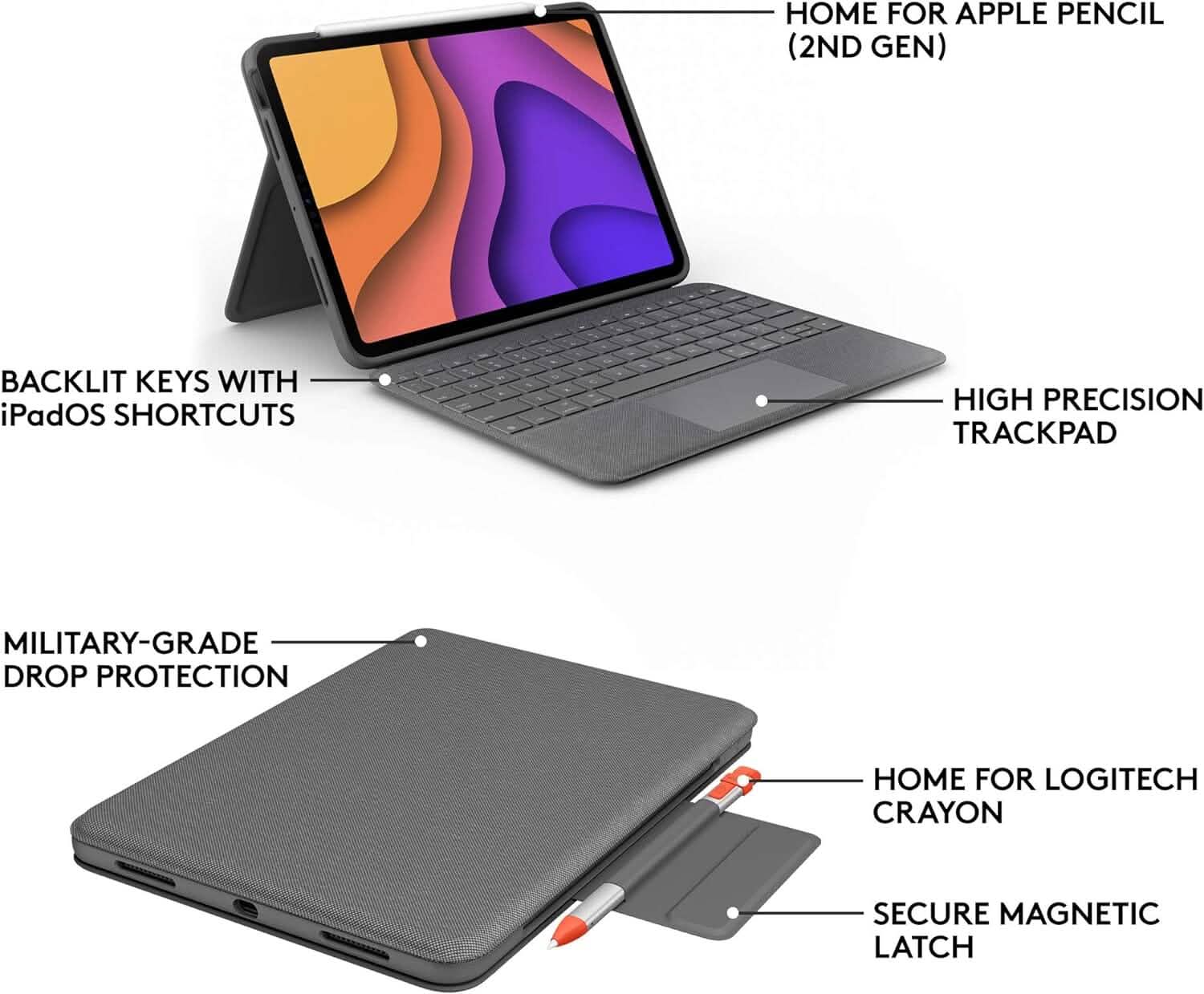Logitech Folio Touch iPad Keyboard Case with Trackpad and Smart Connector for iPad Air (4th Generation) – Graphite Apple Exclusive