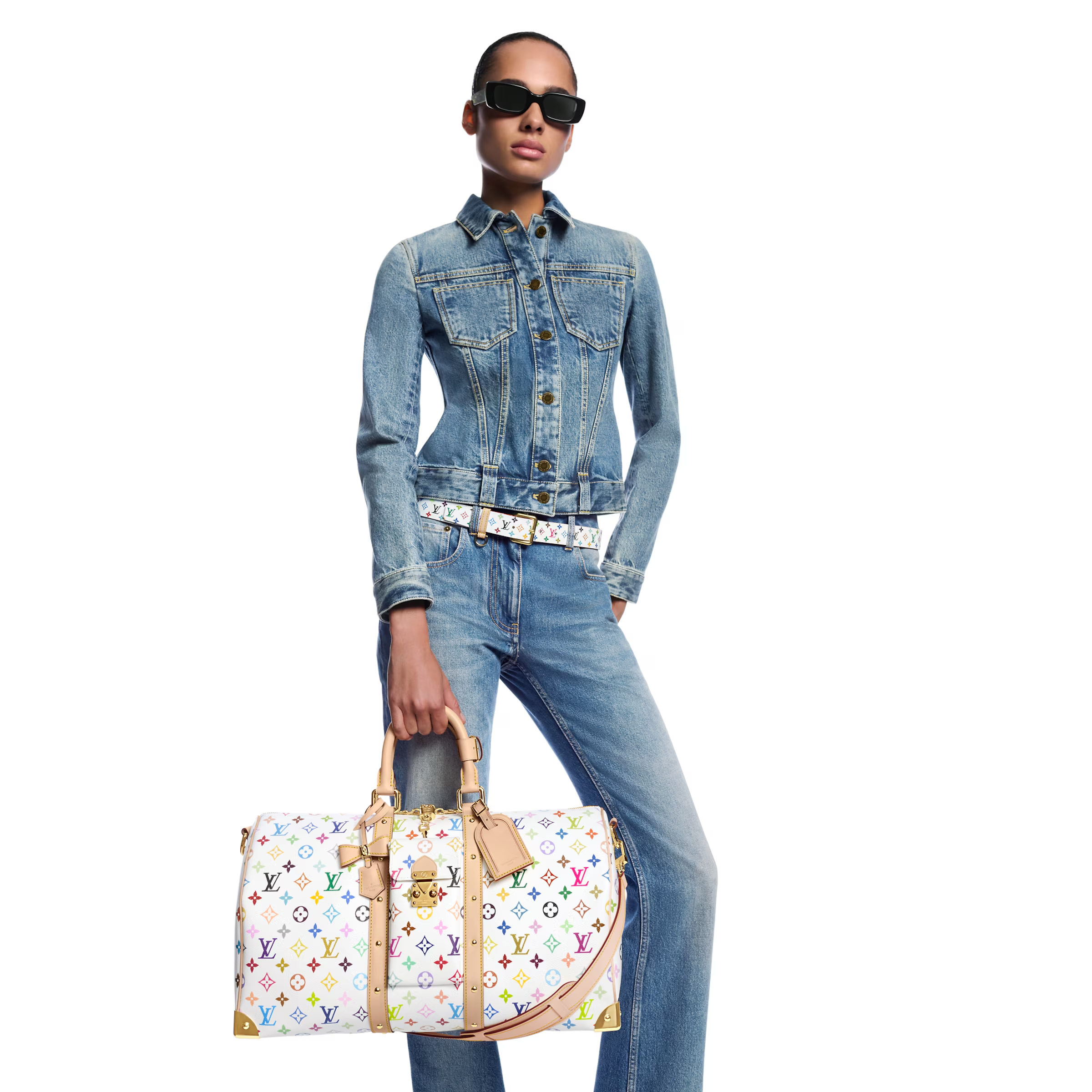 Louis Vuitton x Takashi Murakami Keepall Bandouliere 45 White Multicolored