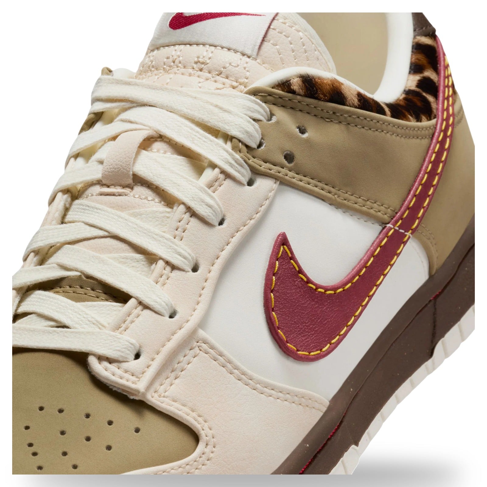 Nike Dunk Low Retro Khaki Team Red Pearl White Leopard (Women's)