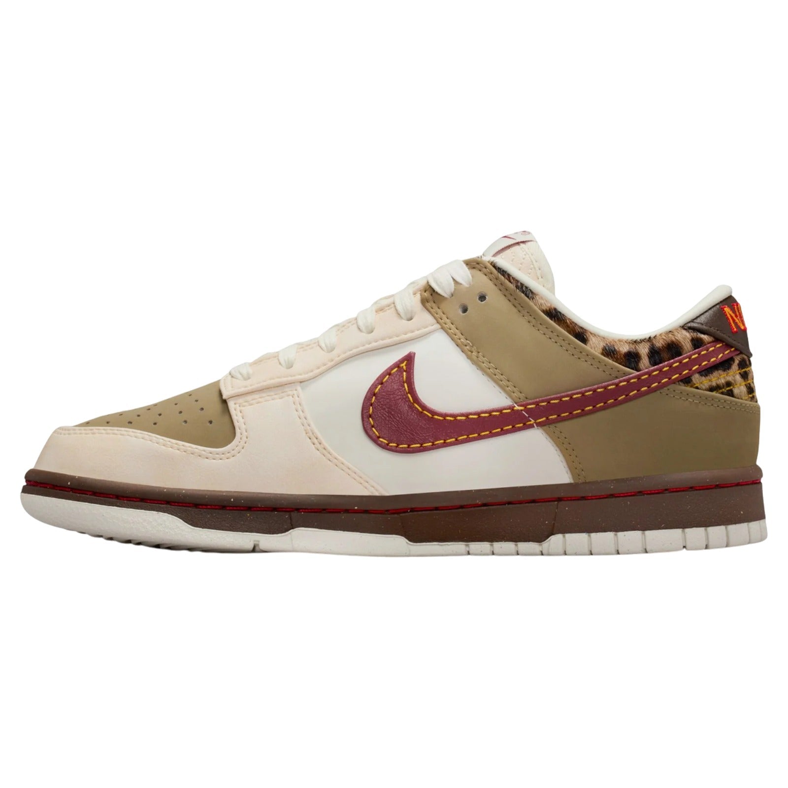 Nike Dunk Low Retro Khaki Team Red Pearl White Leopard (Women's)