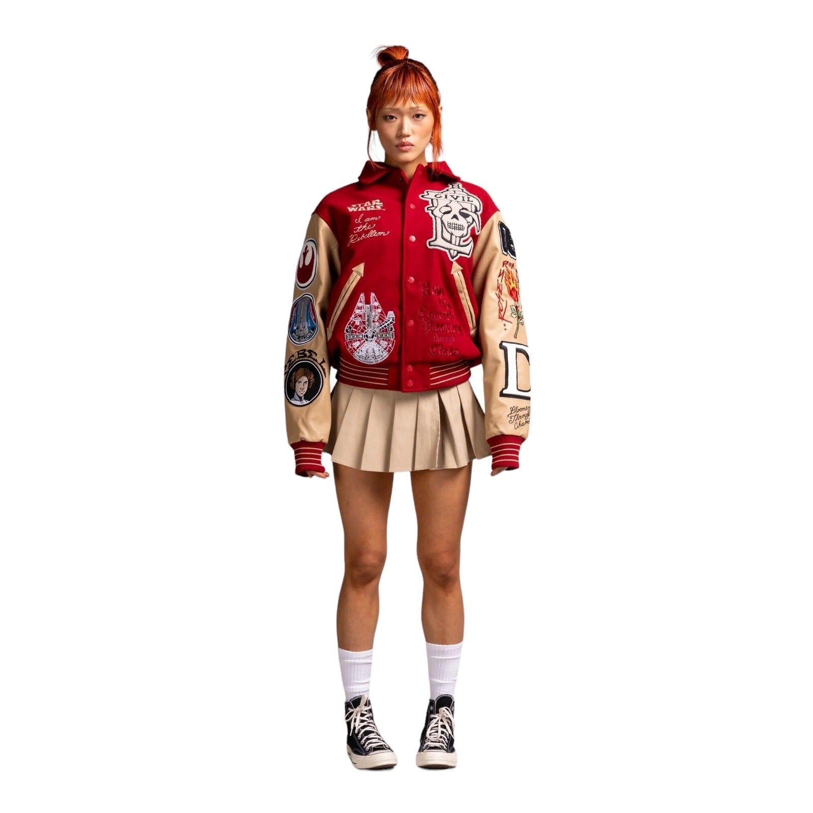 Star Wars x Civil Regime Rebellion Letterman Jacket Deep Red & Sand