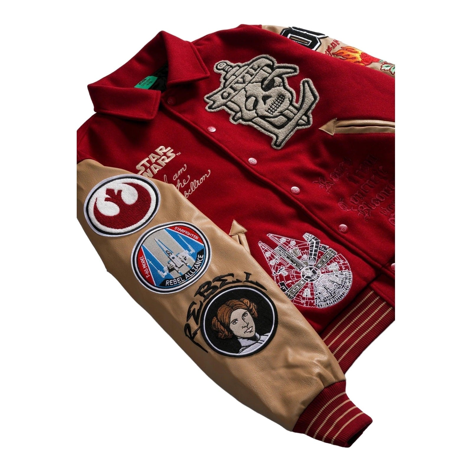 Star Wars x Civil Regime Rebellion Letterman Jacket Deep Red & Sand