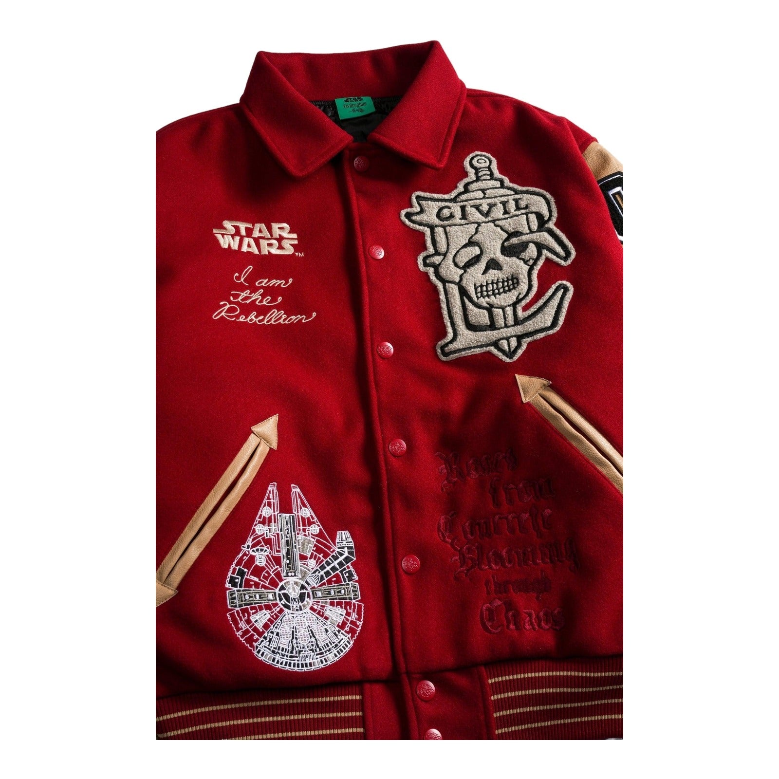Star Wars x Civil Regime Rebellion Letterman Jacket Deep Red & Sand