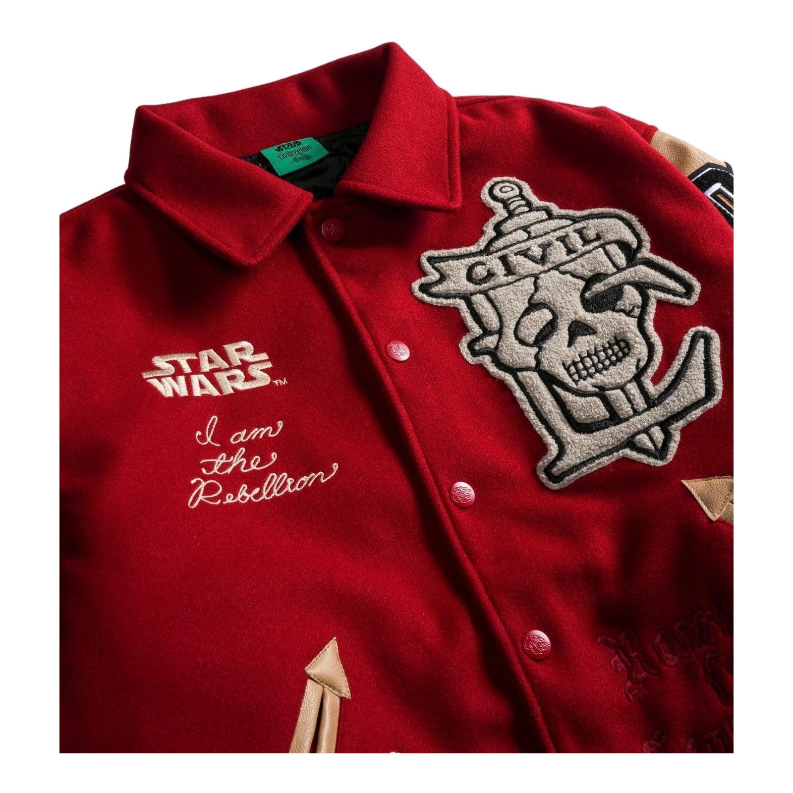 Star Wars x Civil Regime Rebellion Letterman Jacket Deep Red & Sand